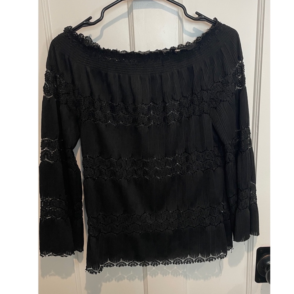 Off the shoulder stretchy black top
